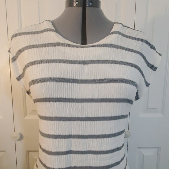 ARTHUR MAX Cream Striped Blouse Size L - Picture 2 of 8